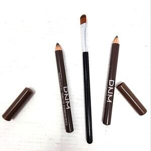 New DNM Brown Eyebrow Pencils Set of 2  Short Pencils & Brush Travel Purse Size